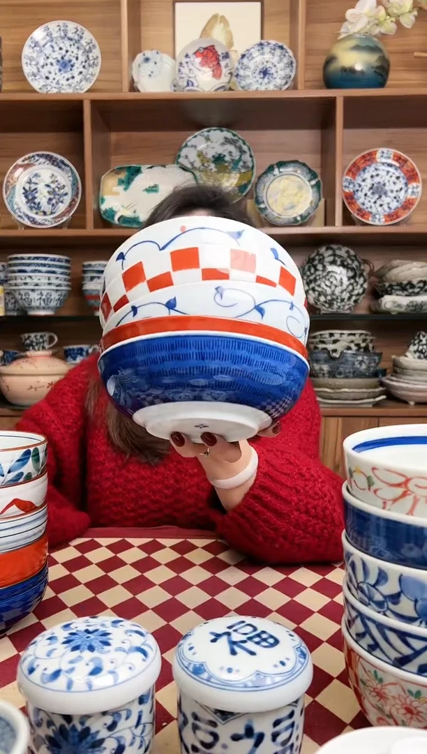 【闪购商品】瓷片绘变轻量钵16cm煮物钵   5只礼盒装