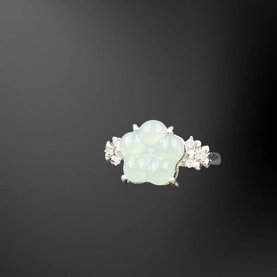 翡翠高冰玫瑰花戒指F943J