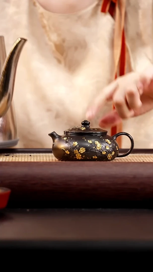 茶壶紫砂朱泥唔灰寒江