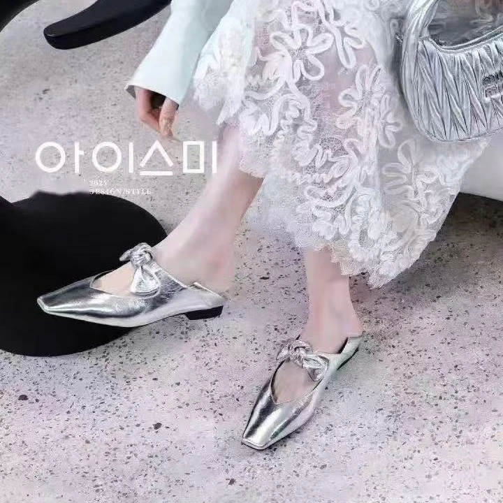 LIAJIGIRL/阿吉女·原创设计包头蝴蝶结半托鞋#3587-1半拖