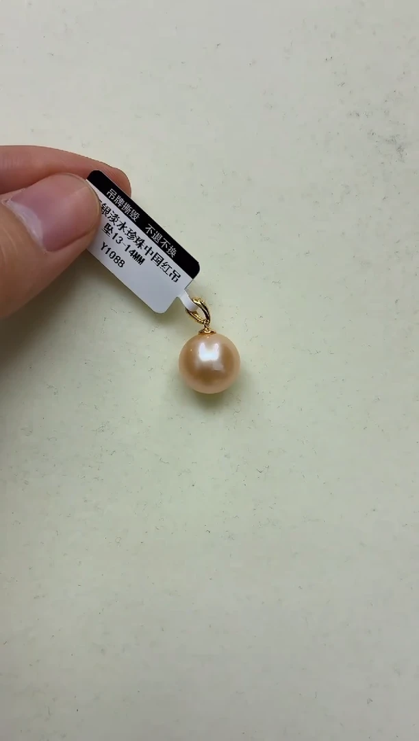 银S925镶嵌DA淡水珍珠吊坠13-14 y1088