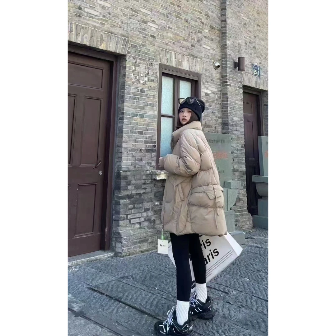 冬季时尚百搭款帆船中长款羽绒服立领外套1688