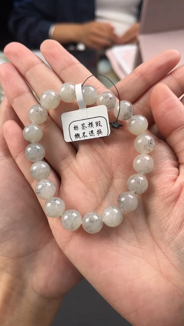 未镶嵌手串和田玉和田黑山青花手串卡10微色差
