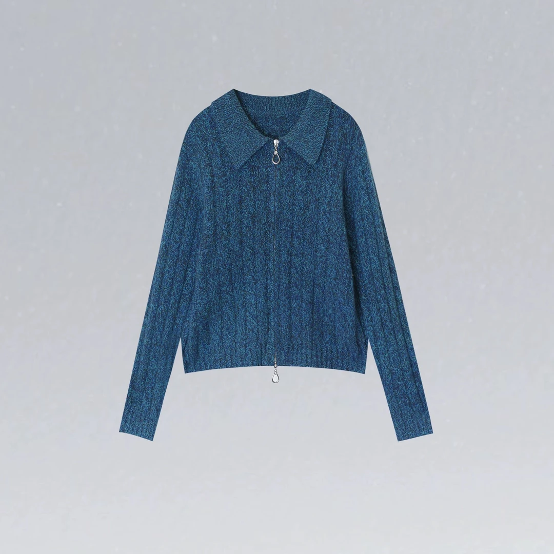 【硬货】5158轻奢时尚拉毛宽松短款气质秋冬针织毛衣拉链套头毛衣