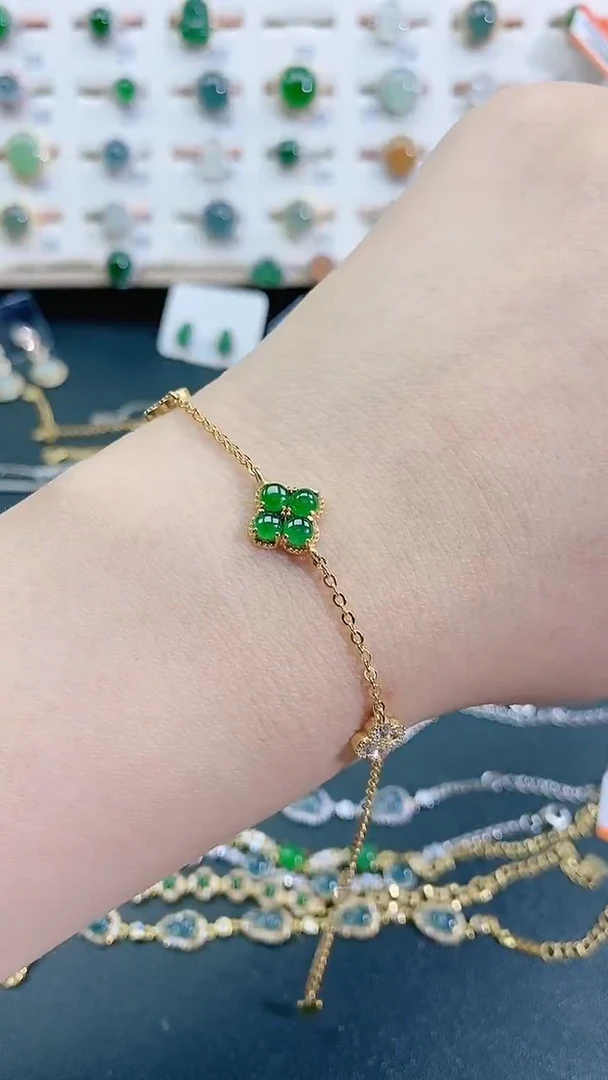 银S925镶嵌手链翡翠天然翡翠