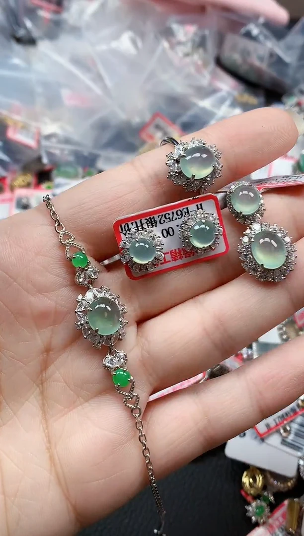 银S925镶嵌戒指翡翠天然A货缅甸翡翠