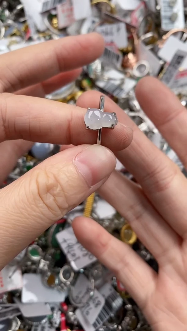 银S925镶嵌戒指翡翠9999---7