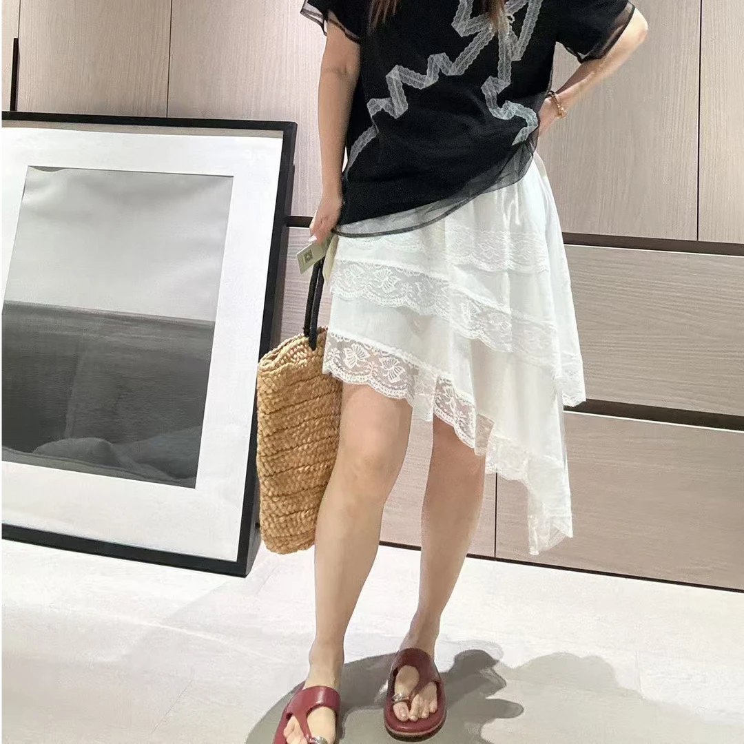 4【大小姐家】欧韩货蕾丝花边不规则半身裙537275