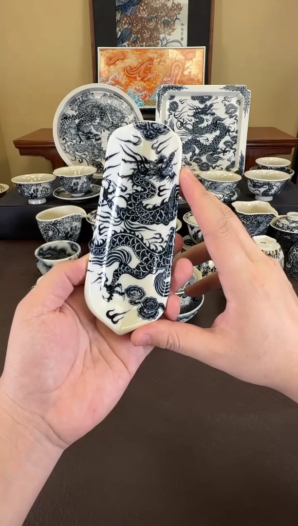 二号釉1351龙纹茶则