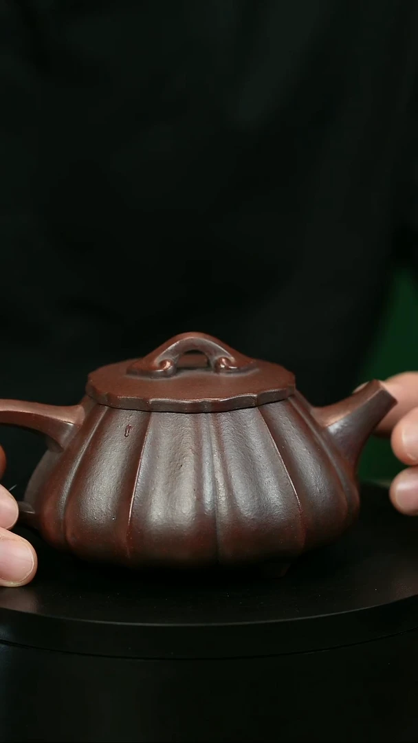 茶壶紫砂杜*凯H1391紫泥筋纹石瓢