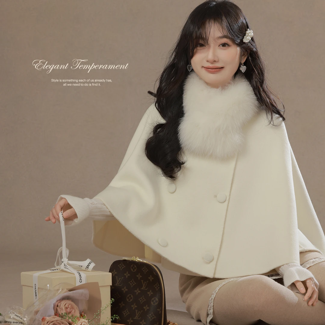 花栗鼠小姐    昭和小斗篷套装 韩系千金复古风~冬季搭配单品