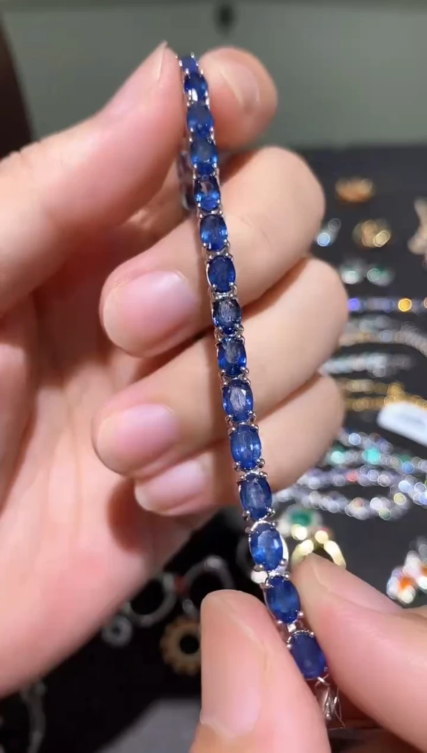 手链蓝宝石银S925镶嵌手链