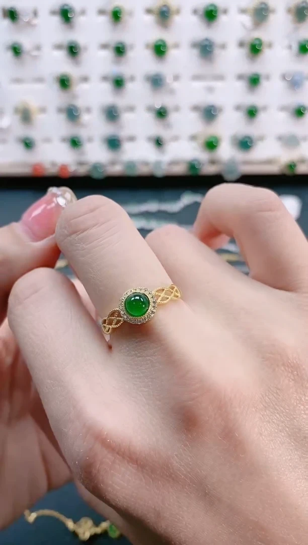 【闪购商品】翡翠戒指银S925镶嵌天然翡翠