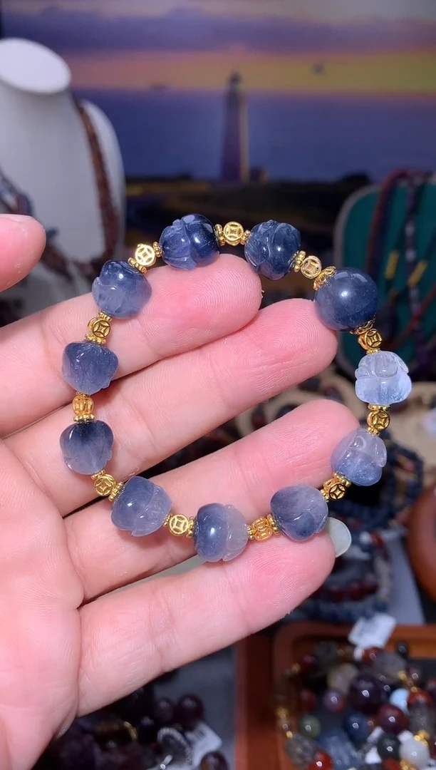 未镶嵌珠宝半成品水晶沙*蓝兔毛兔子阵