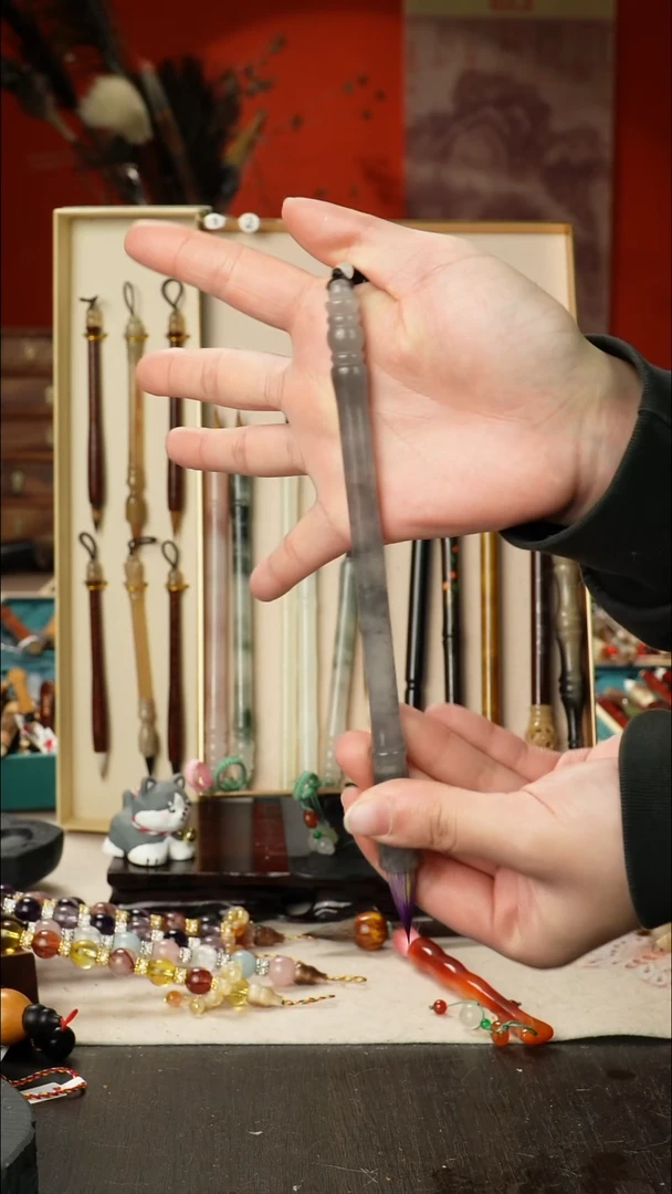 1号孤品高货毛笔链接 清水试笔 蘸墨不退