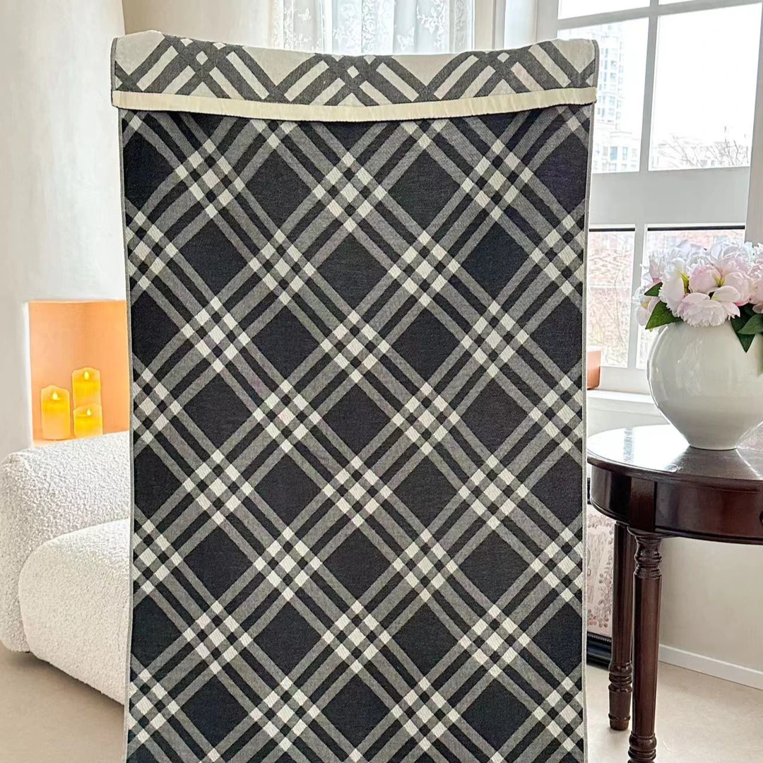 【栗格】素色成人加厚纱布浴巾75*150披肩毯午休毯沙发巾多功能