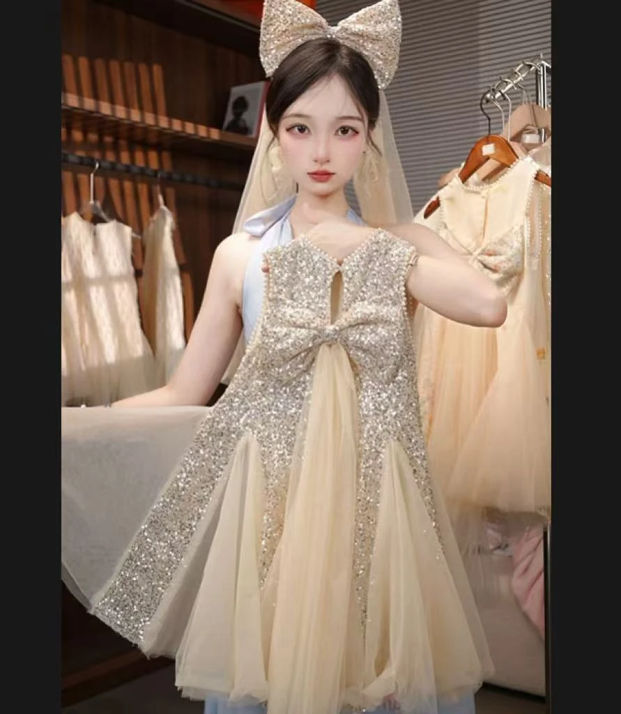 【满天星】少女风千金风夏季女公主风连衣裙女童套装女孩裙子礼服裙
