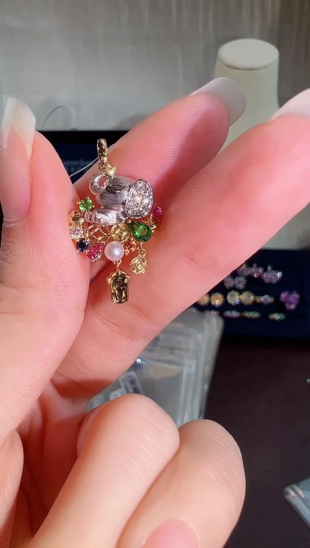 颈饰彩色蓝宝石18K金镶嵌BN17576#-W+Y#10