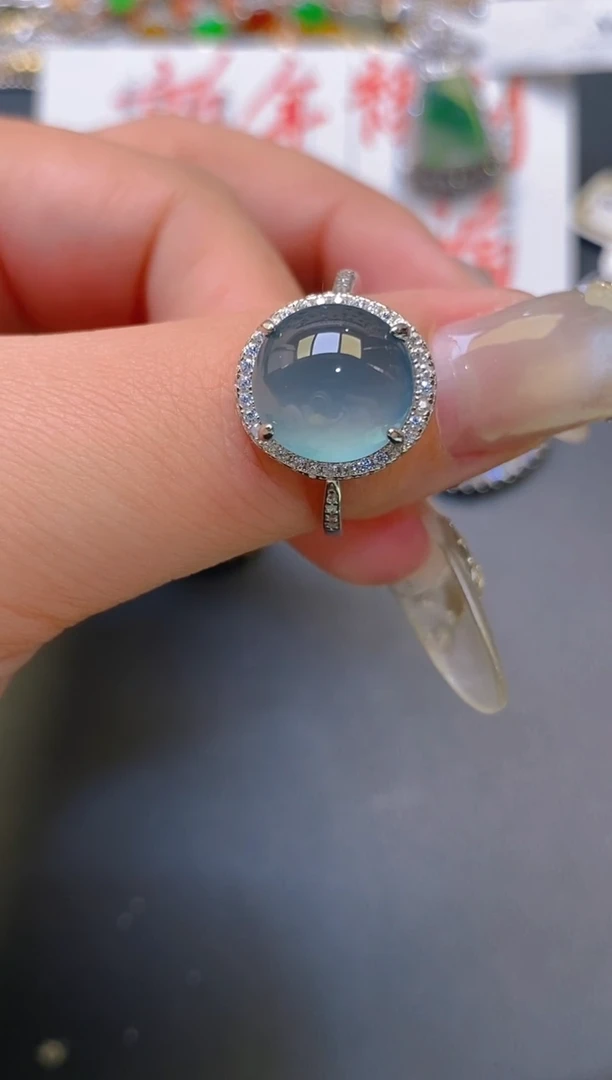 【闪购商品】翡翠耳饰银S925镶嵌天然A货翡翠1