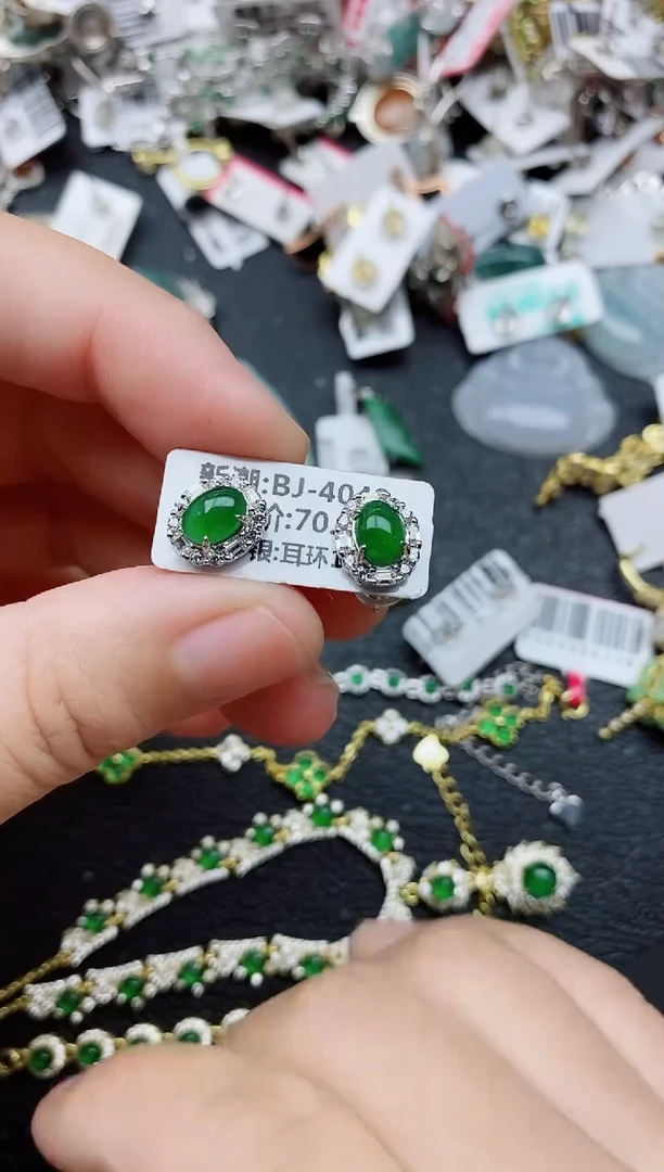 银S925镶嵌戒指翡翠1