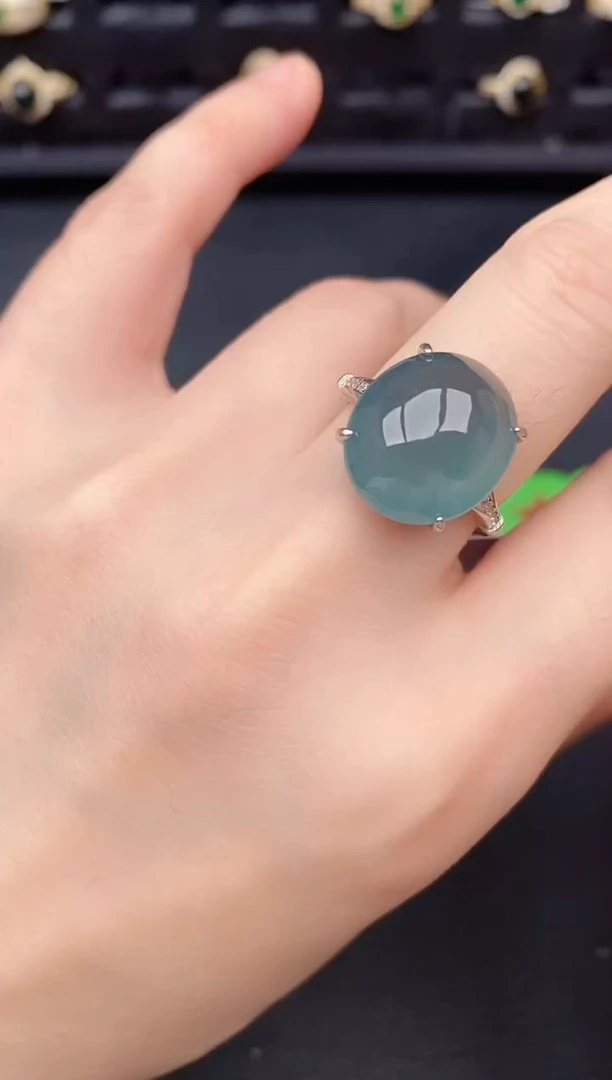 银S925镶嵌戒指翡翠天然a货翡翠229