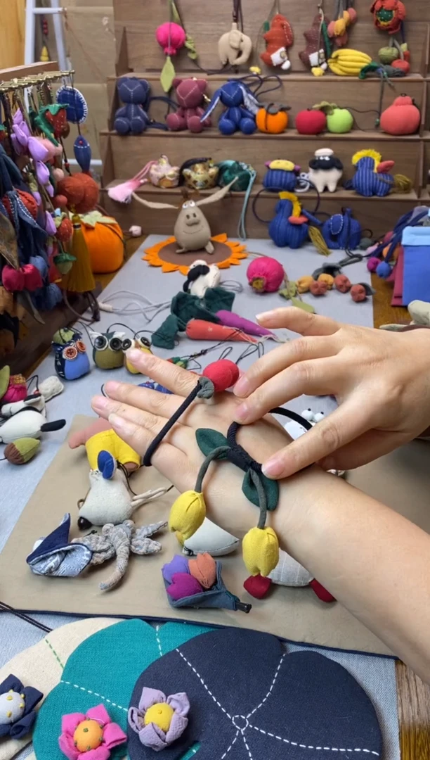 布艺头绳（樱桃+黄郁金香）