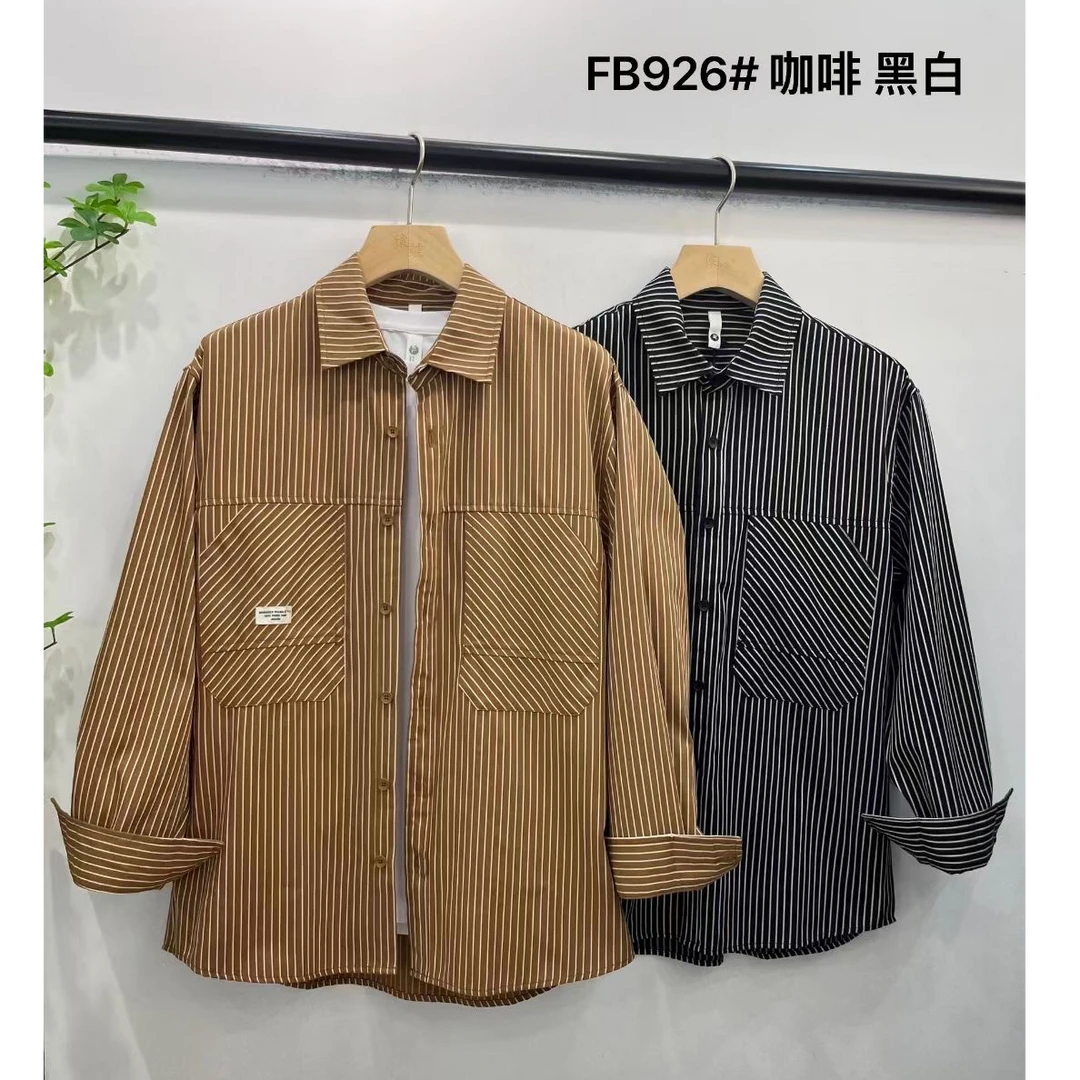 FB926春季新款流行时尚男士条纹长袖衬衫