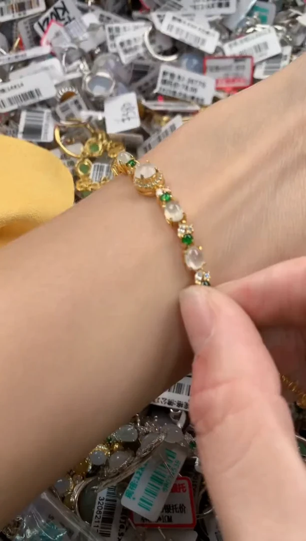 银S925镶嵌戒指翡翠5---3