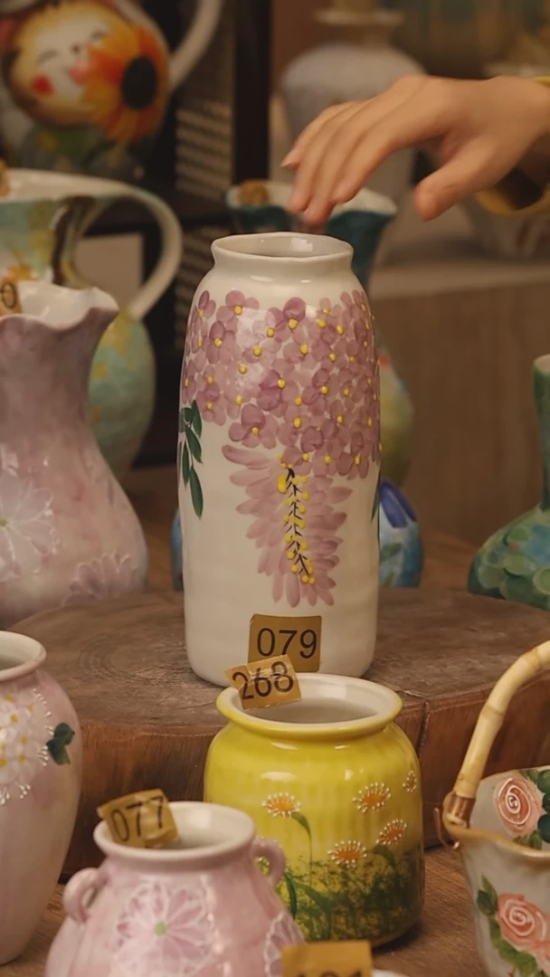 陶瓷景德镇设计师手作花器摆件侘寂风@M079@