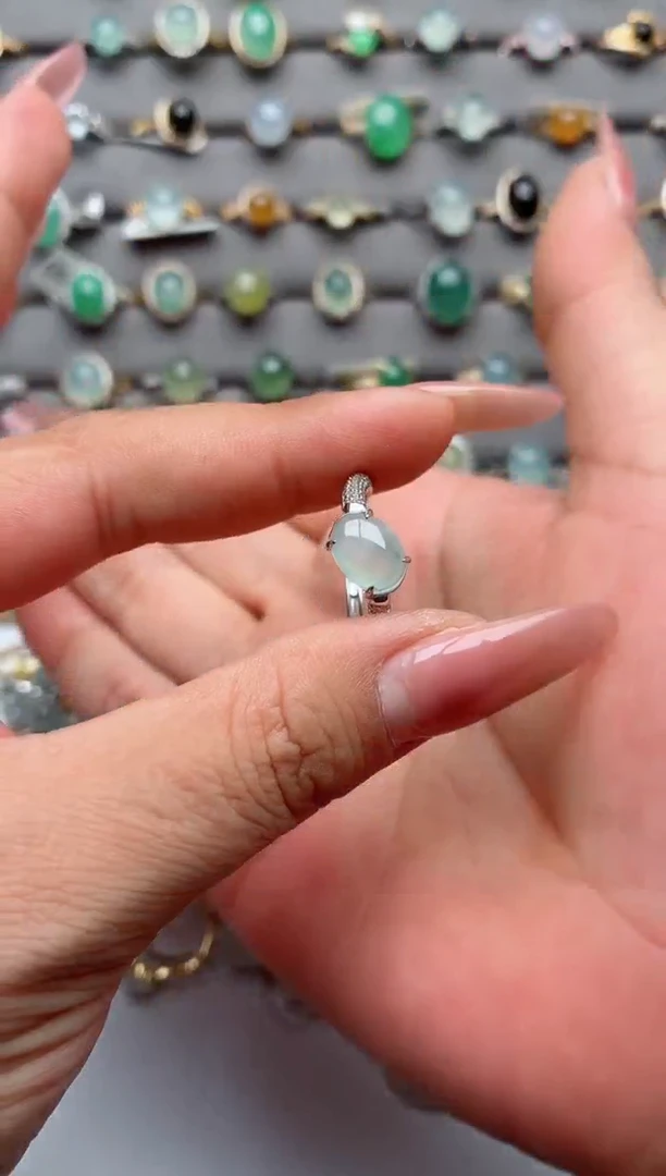 银S925镶嵌戒指翡翠.