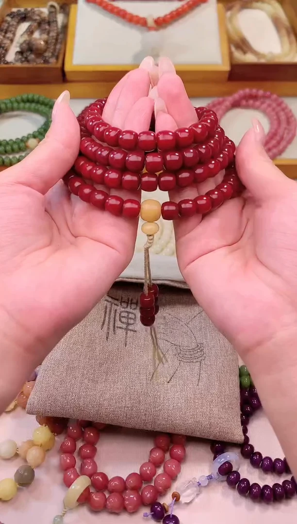 手串白玉菩提红色108孤品
