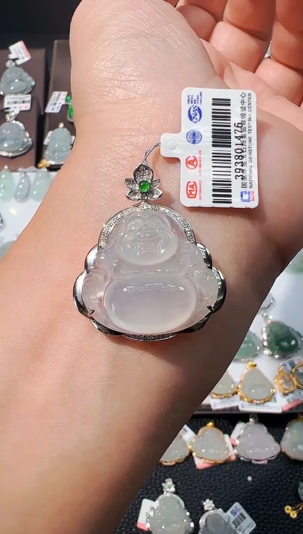 吊坠(不含链)18K金镶嵌翡翠佛公吊坠1476