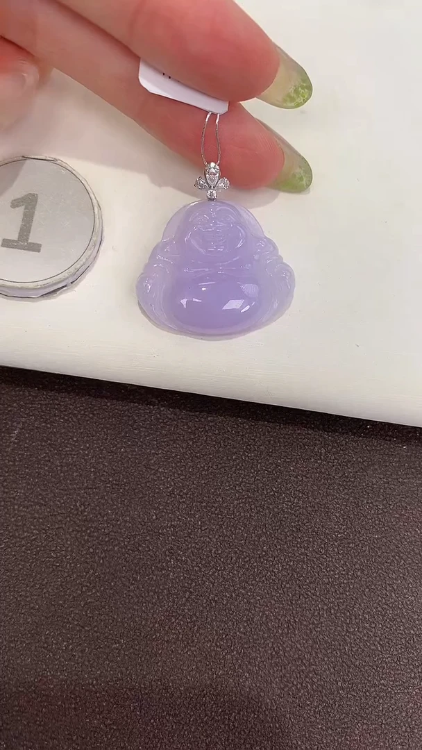 颈饰18K金镶嵌翡翠天然缅甸a货翡翠