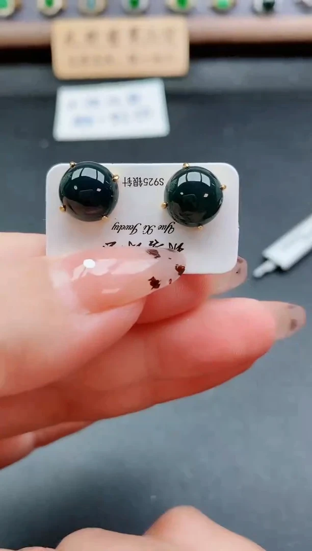 银S925镶嵌戒指翡翠1