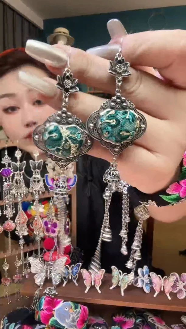 刺绣纯手工民族风刺绣耳环