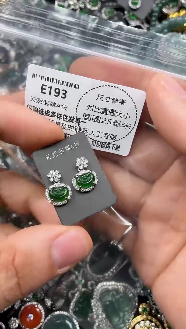 颈饰未镶嵌翡翠E193耳钉