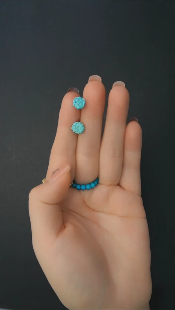 【闪购商品】绿松石耳钉银S925镶嵌发货一件