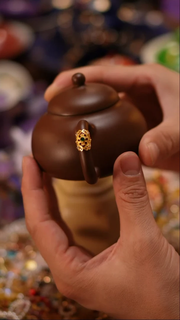 茶宠绿色壶把手壶把手壶把手