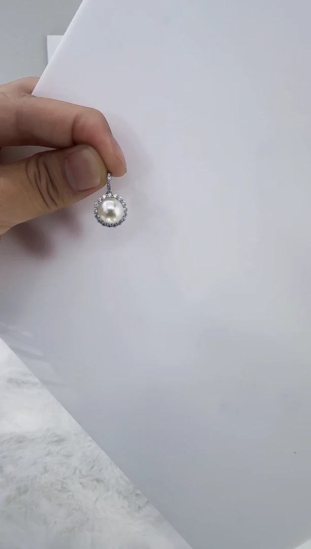 银S925镶嵌淡水珍珠DA珍珠吊坠9-10 b498