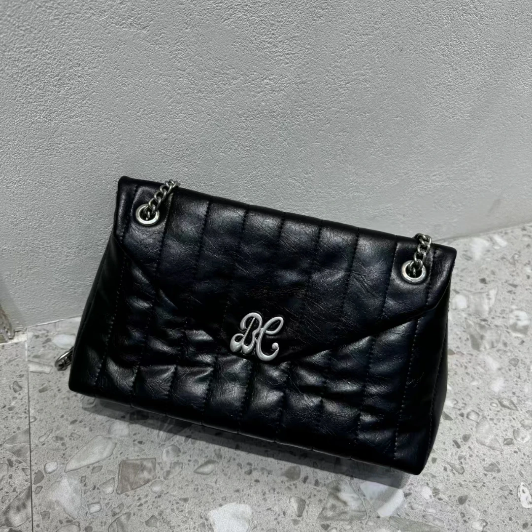 【芝麻集】QYX-9618-黑色休闲百搭女士小众简约单肩女包