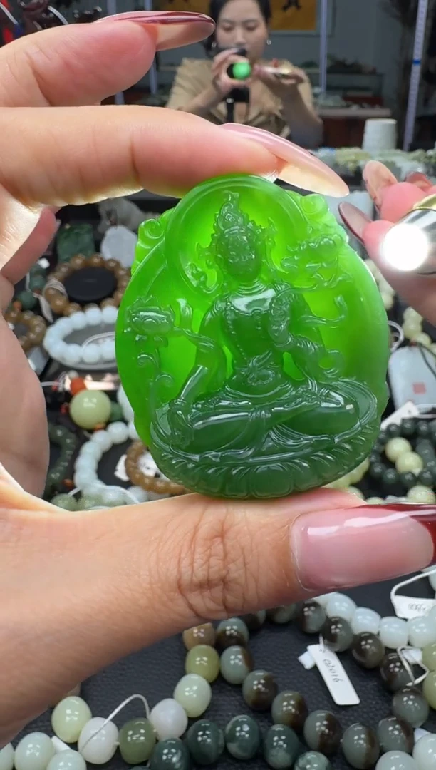 未镶嵌手链和田玉俄罗斯辣阳绿度母观音