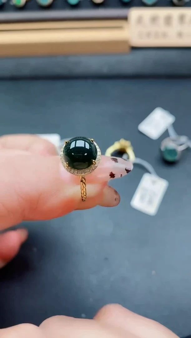 银S925镶嵌戒指翡翠1