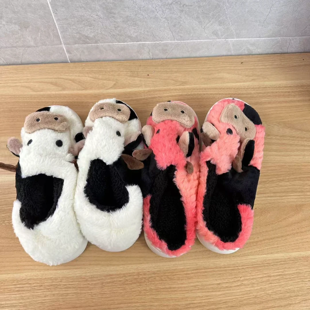 冬季情侣少女心家居防滑地板月子软底鞋男女可爱卡通全包跟棉拖鞋