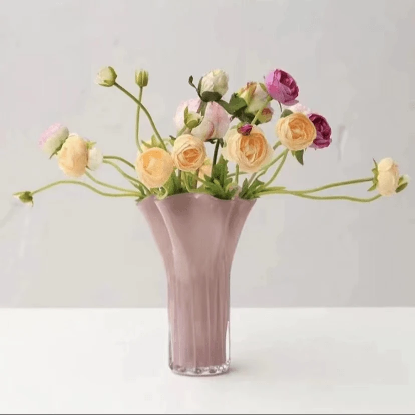创意白菜花瓶紫罗兰色摆件简约客厅餐桌样板房花器插花玻璃软装饰