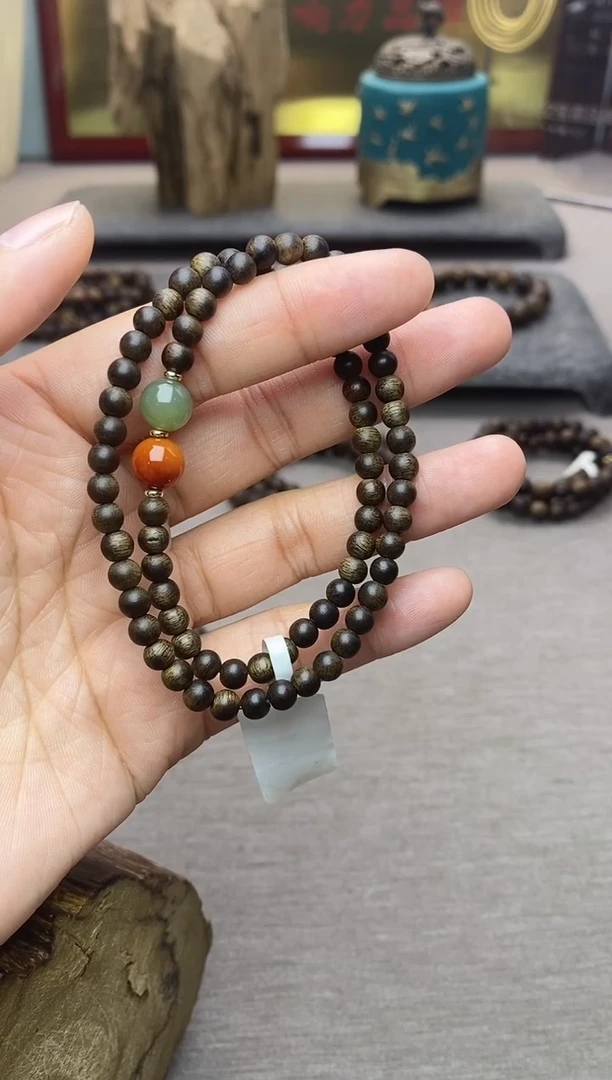 【闪购商品】沉香手串越南芽庄白棋0.4+配饰 沉水双圈款