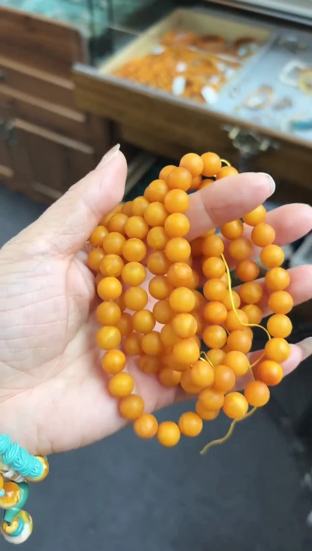 【闪购商品】琥珀颈饰未镶嵌9mm108项链