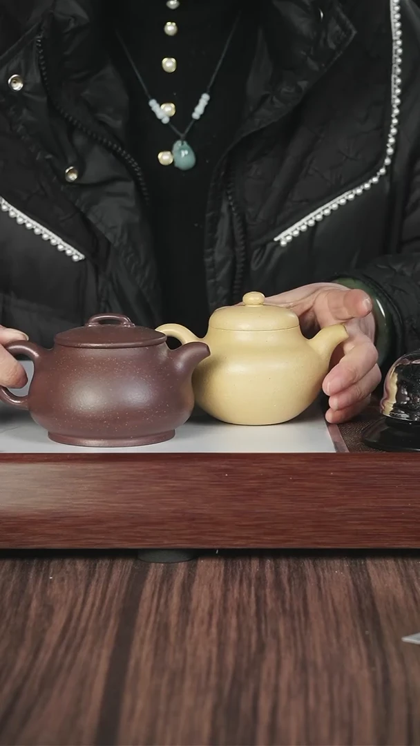 【闪购商品】紫砂茶壶本绿柿圆+粗砂天青无相