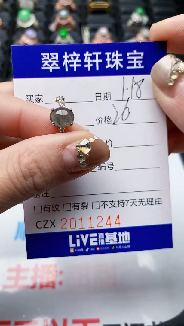 【闪购商品】翡翠戒指银S925镶嵌1244