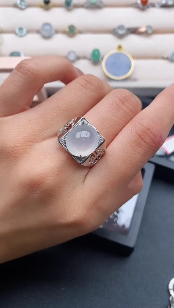 银S925镶嵌戒指翡翠怀*姐6666666+5