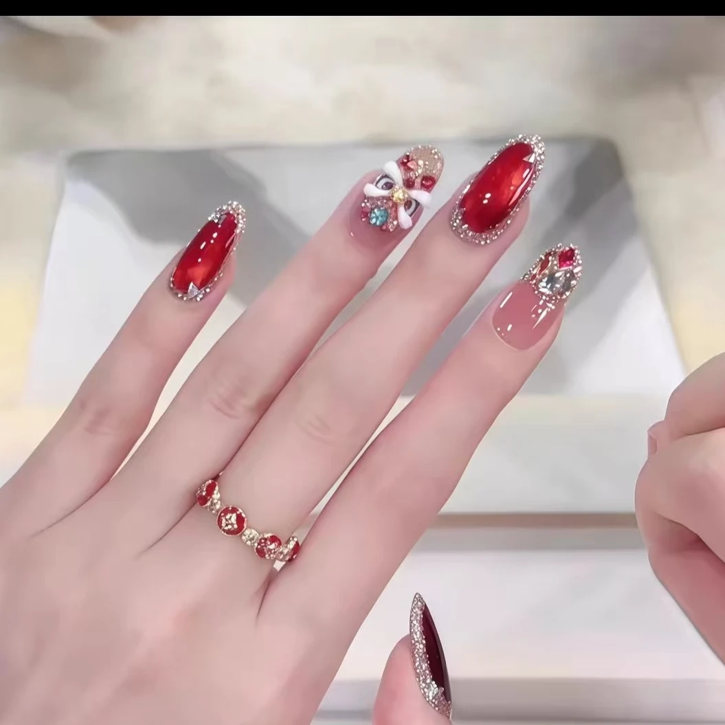 【万事大吉】新年轻奢穿戴甲手工可反复穿戴使用美甲10片